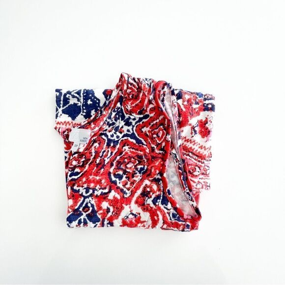 14th & Union Floral Tank Top Red Blue Blouse Women's S Stretchy Gathered Back - Picture 8 of 8